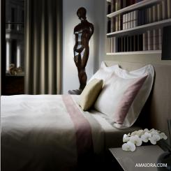 Copripiumino | Serenitatem | Raso 600 TC | Bianco con Rosa Antico 