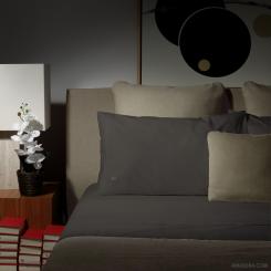 Completo Letto di Lusso | Essentia Piping | Percalle 500 TC | Grigio Scuro 