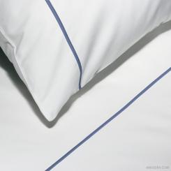 Duvet Cover Essentia Custom Bourdon | Percale 400 TC | White with Embroidery in Greyish Blue 