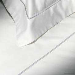 Duvet Cover Essentia Custom Bourdon | Sateen 600 TC | White with Embroidery in Light Grey 