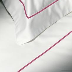 Duvet Cover Essentia Custom Bourdon | Sateen 600 TC | White with Embroidery in Raspberry Red 