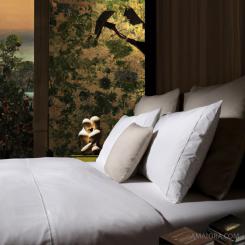 Duvet Cover Essentia Custom Piping | Percale 400 TC | White with Stripe in Ivory 