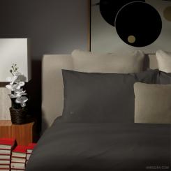 Completo Copripiumino di Lusso | Essentia Piping | Percalle 500 TC | Grigio Scuro 