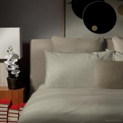 Luxus-Bettwäsche Essentia Piping - in Perkal 500 TC in Farbe Sand Hell 155 x 200 cm