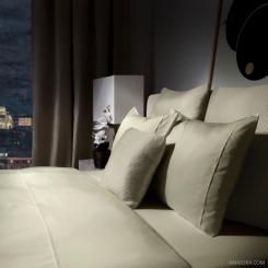 Luxus-Bettwäsche Essentia Piping - in Satin 600 TC in Farbe Strand 155 x 200 cm