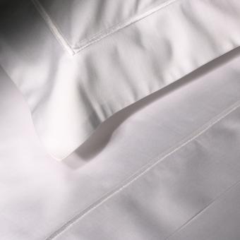 Sateen Sheet Essentia Custom Bourdon | 600 TC | White with Embroidery in White 