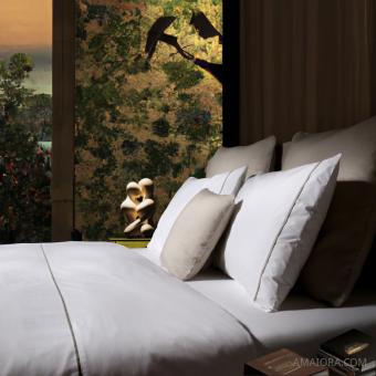Duvet Cover Essentia Custom Piping | Percale 400 TC | White with Stripe in Vintage Silver 